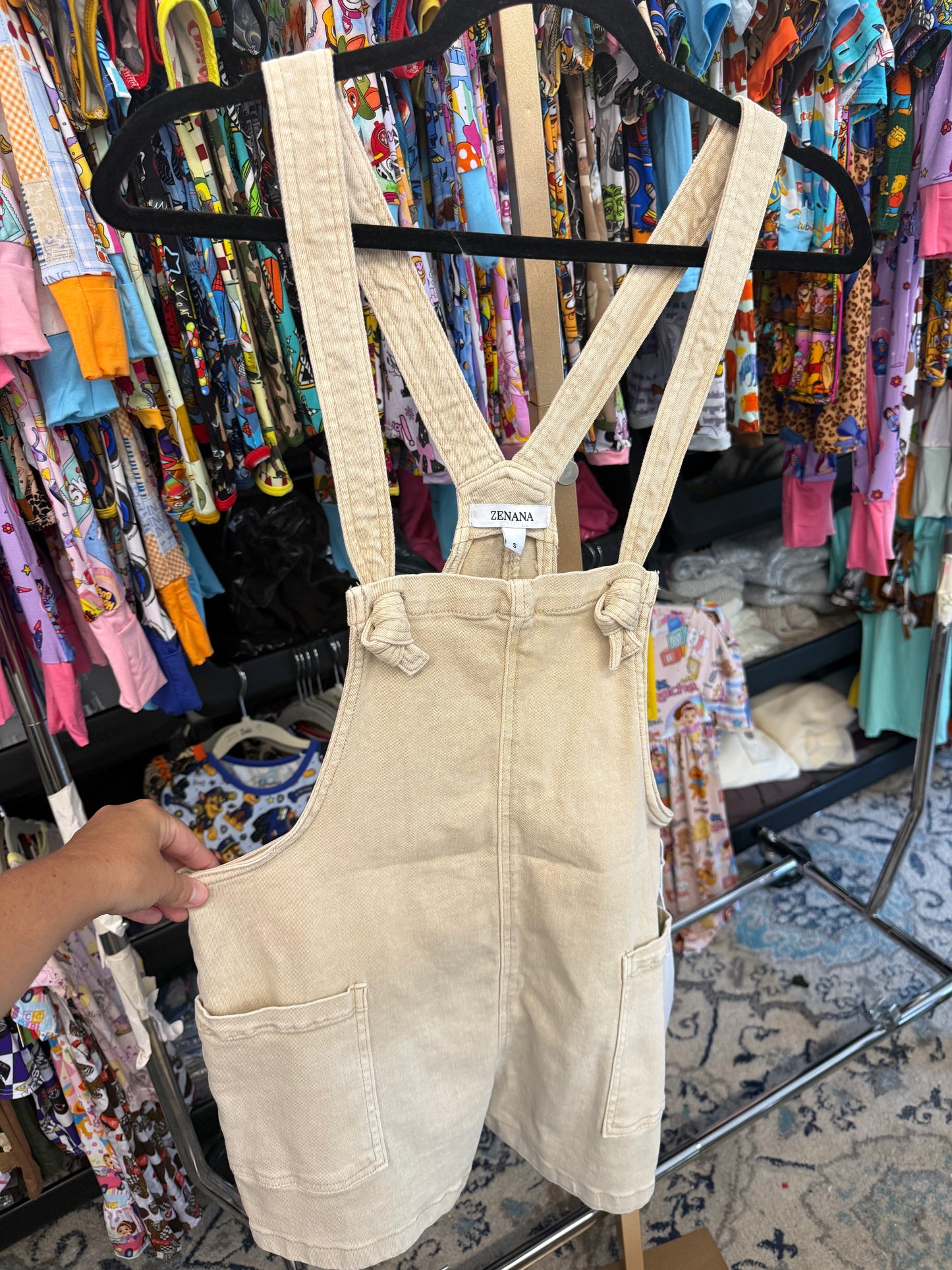 Light Tan Stretchy Denim Romper