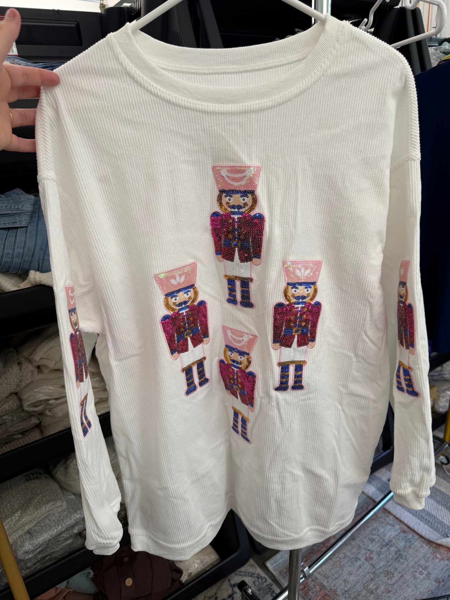 Sequin Nutcracker Graphic Christmas Fashion Sweatshirt