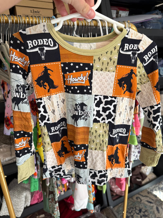 I Wanna Be A Cowboy Baby Patchwork 2 Piece Long Sleeve Pants Set