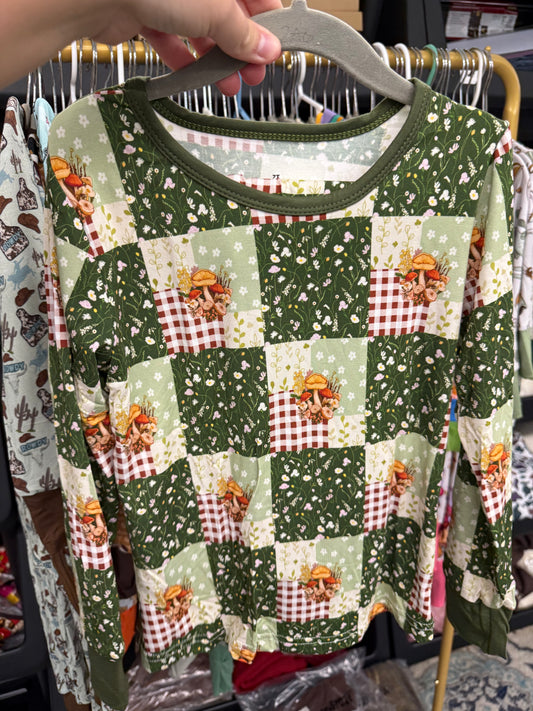 Mushrooms Patchwork Long Sleeve & Pants 2 Piece Set