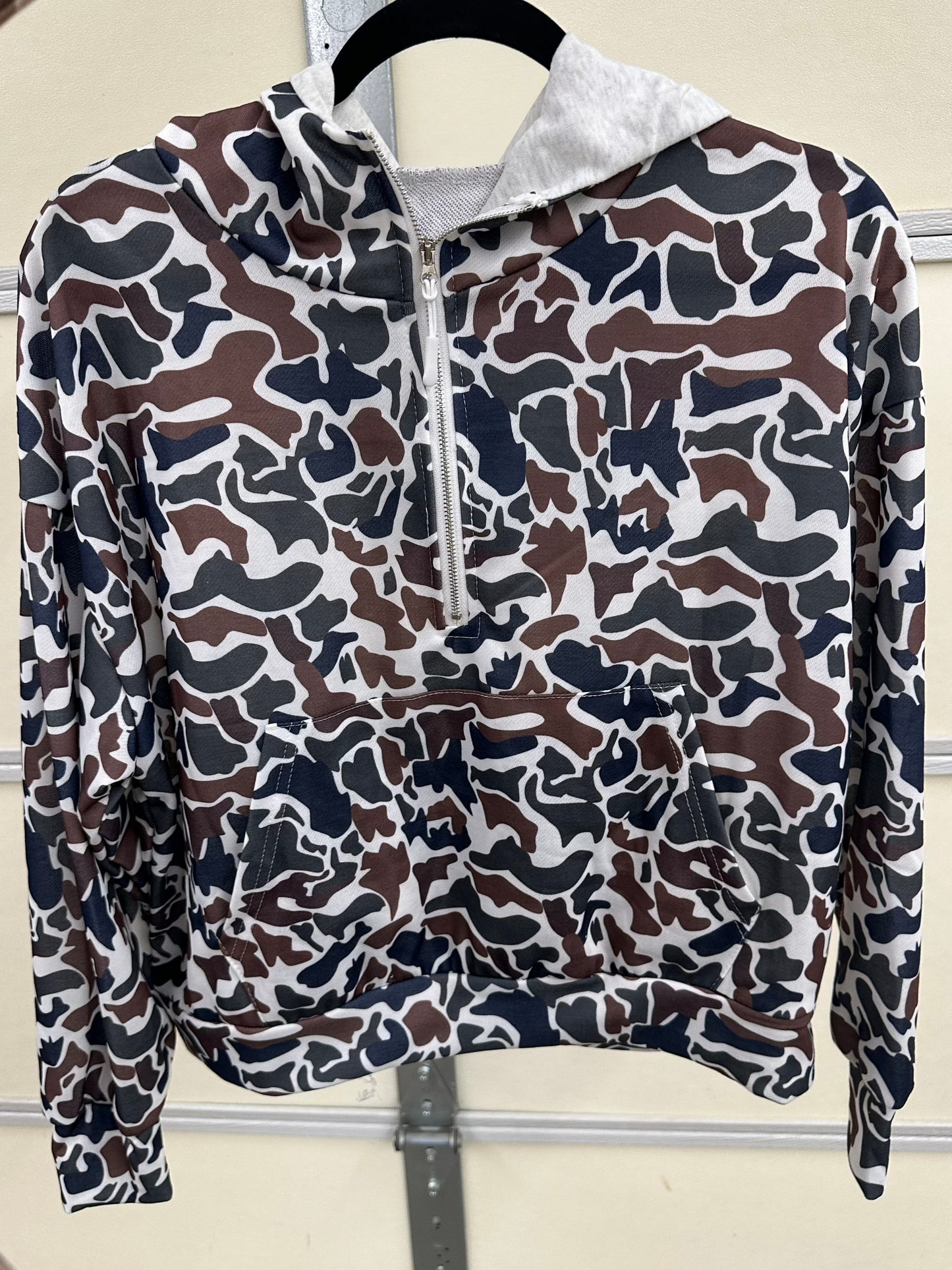 French Terry Camo Hooded Pullover - 2 COLORS