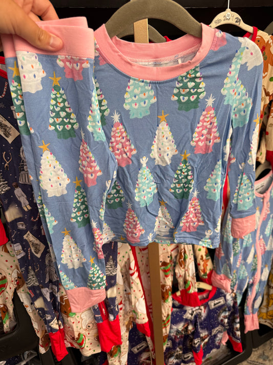 Whimsical Christmas Trees Bamboo Set