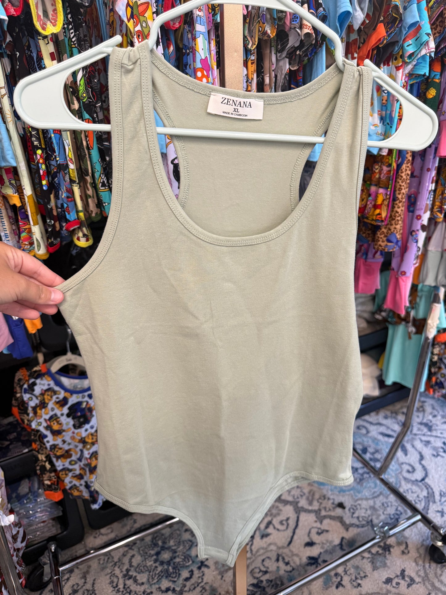Light Sage Racer Back Body Suit