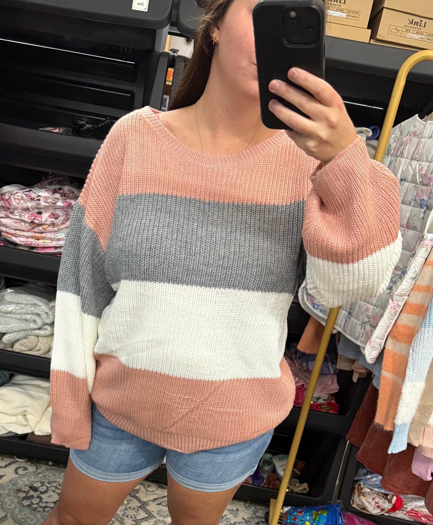Rosy Dreams Color Block Sweater