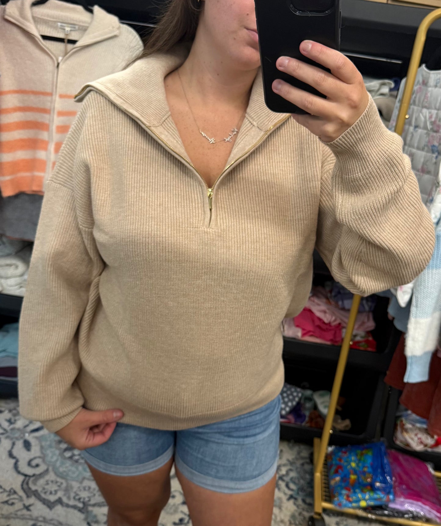 Latte Knit Quarter Zip