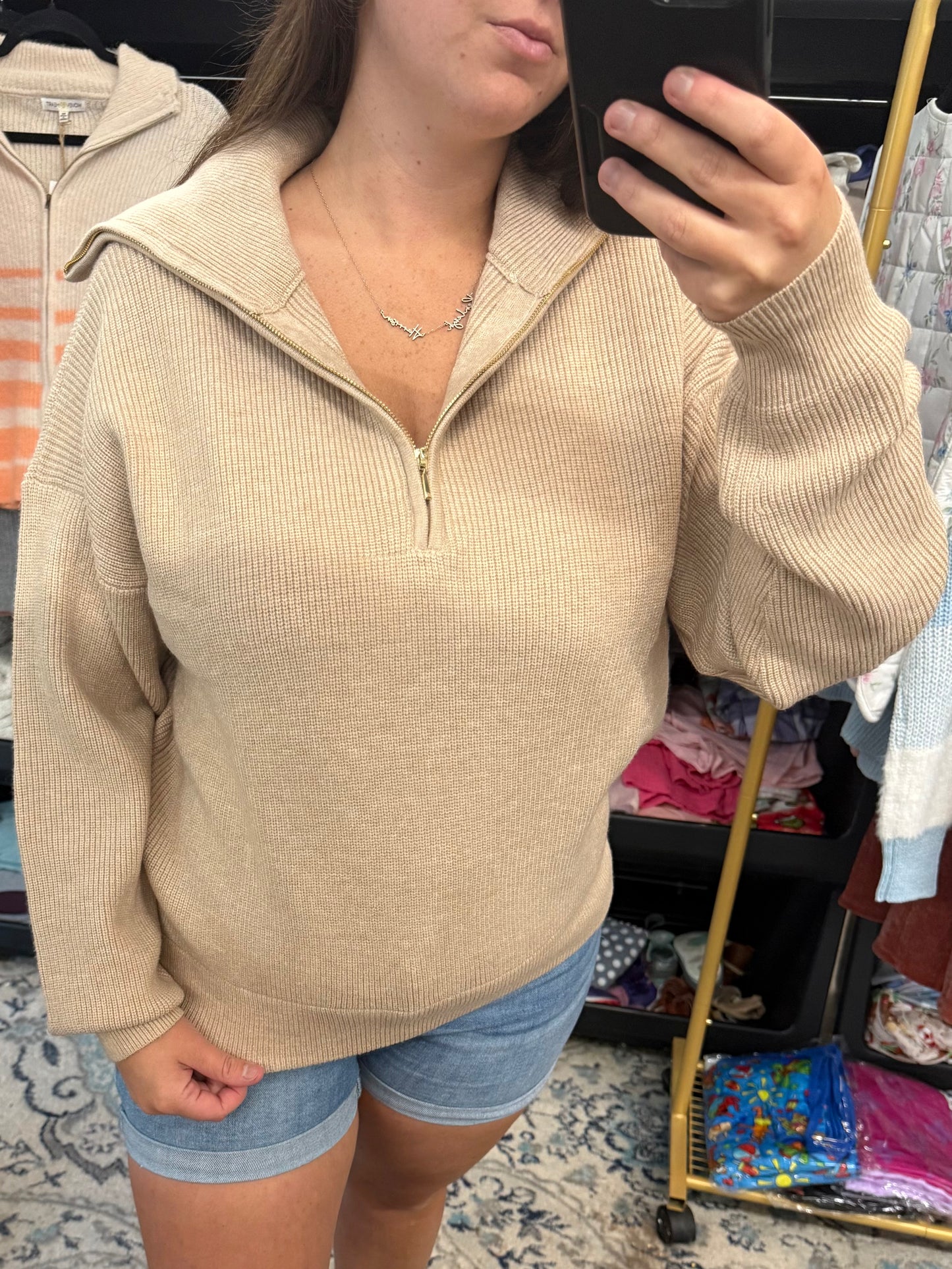 Latte Knit Quarter Zip