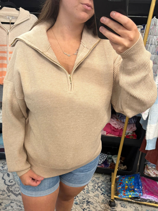 Latte Knit Quarter Zip