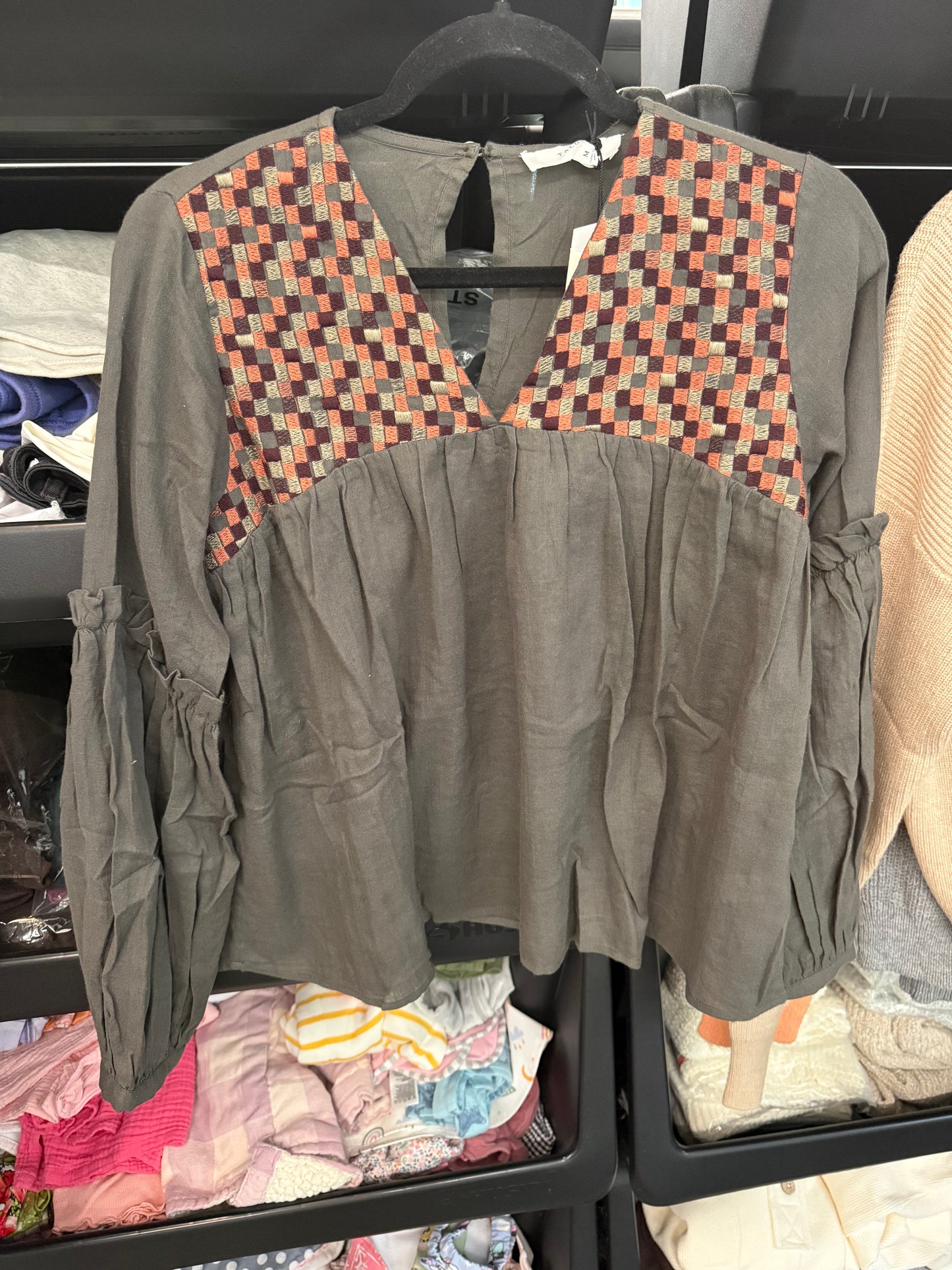 Olive V-Neck Flowy Top
