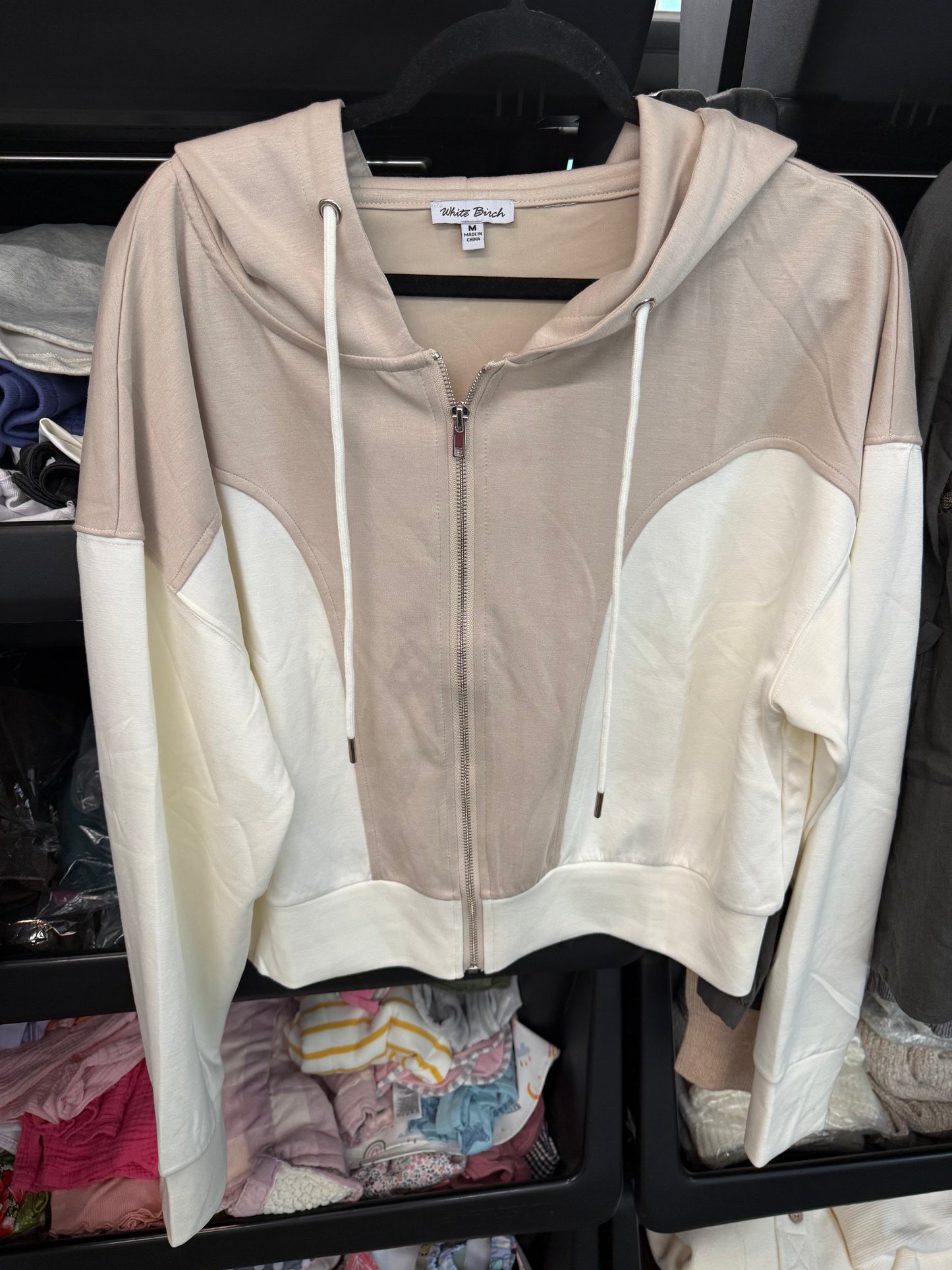 Vanilla Latte Colorblock Zip Jacket - Scuba Material