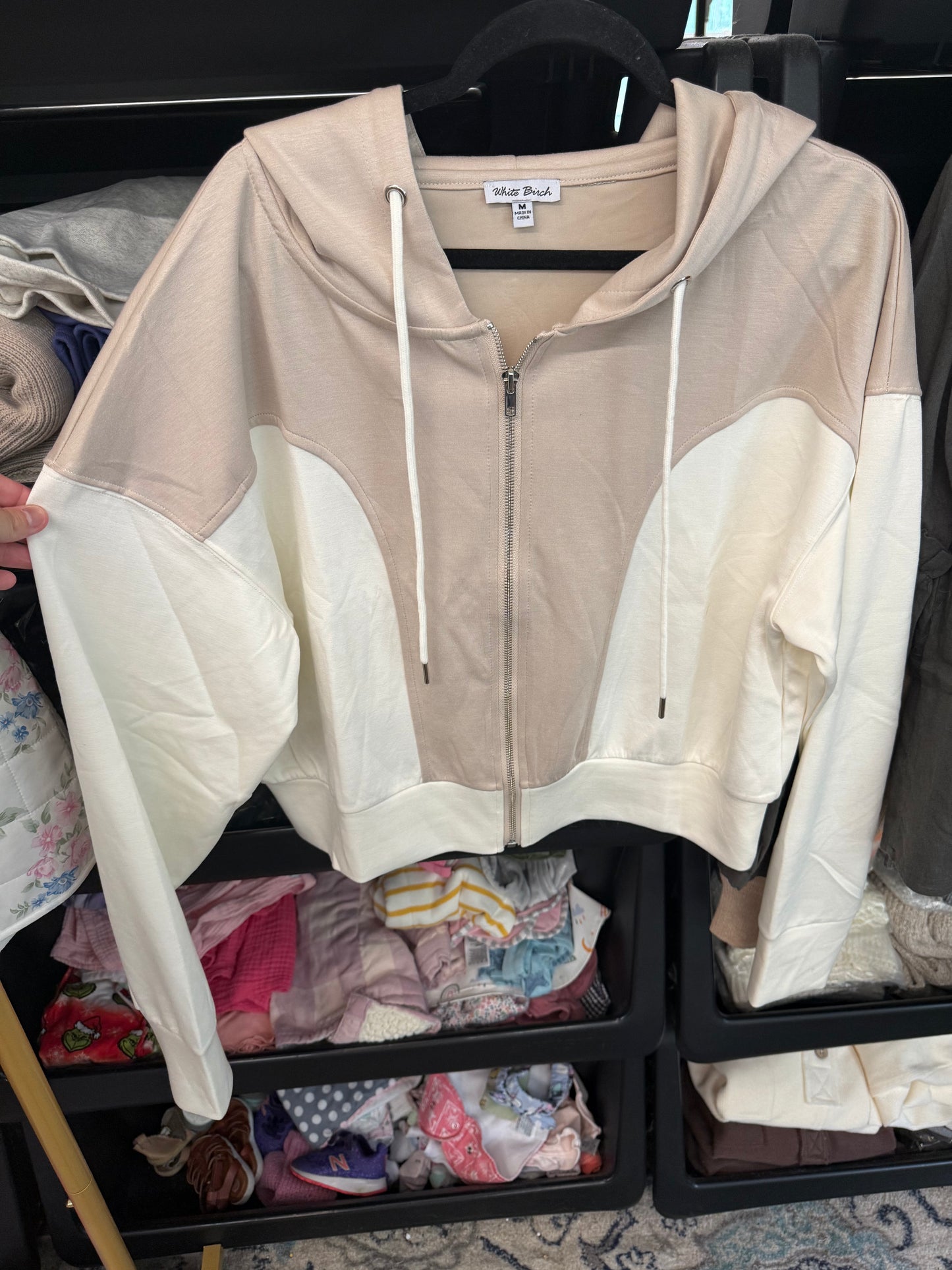 Vanilla Latte Colorblock Zip Jacket - Scuba Material