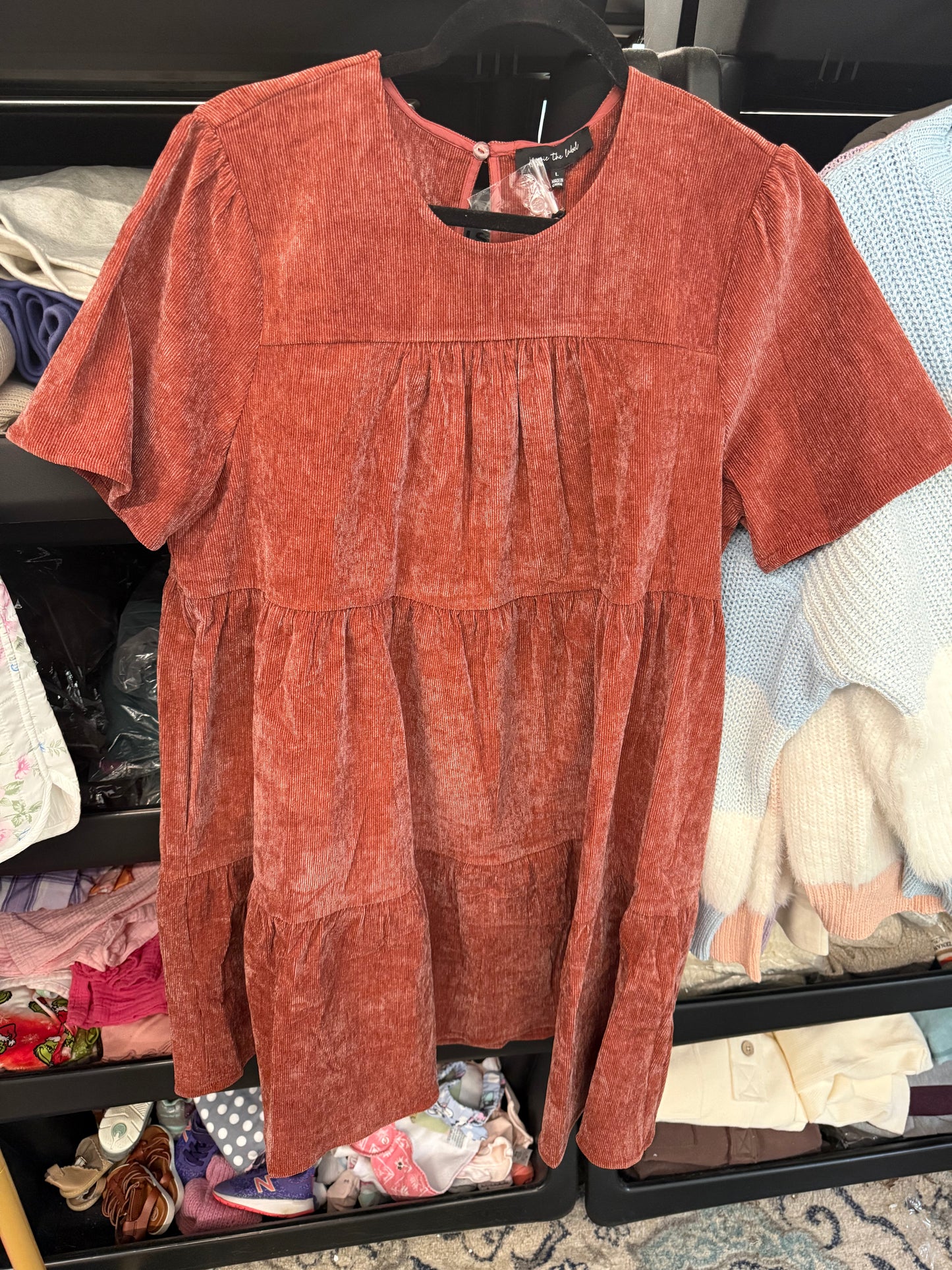 Brick Corduroy Dress - Has Pockets!