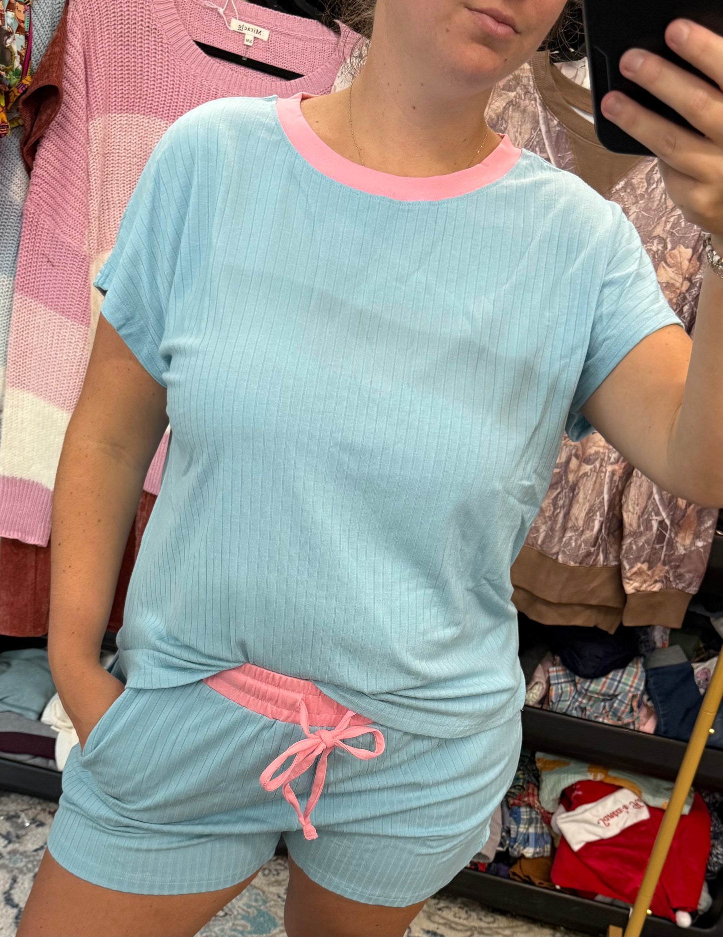 Cotton Candy Skies Ribbed Shorts Set