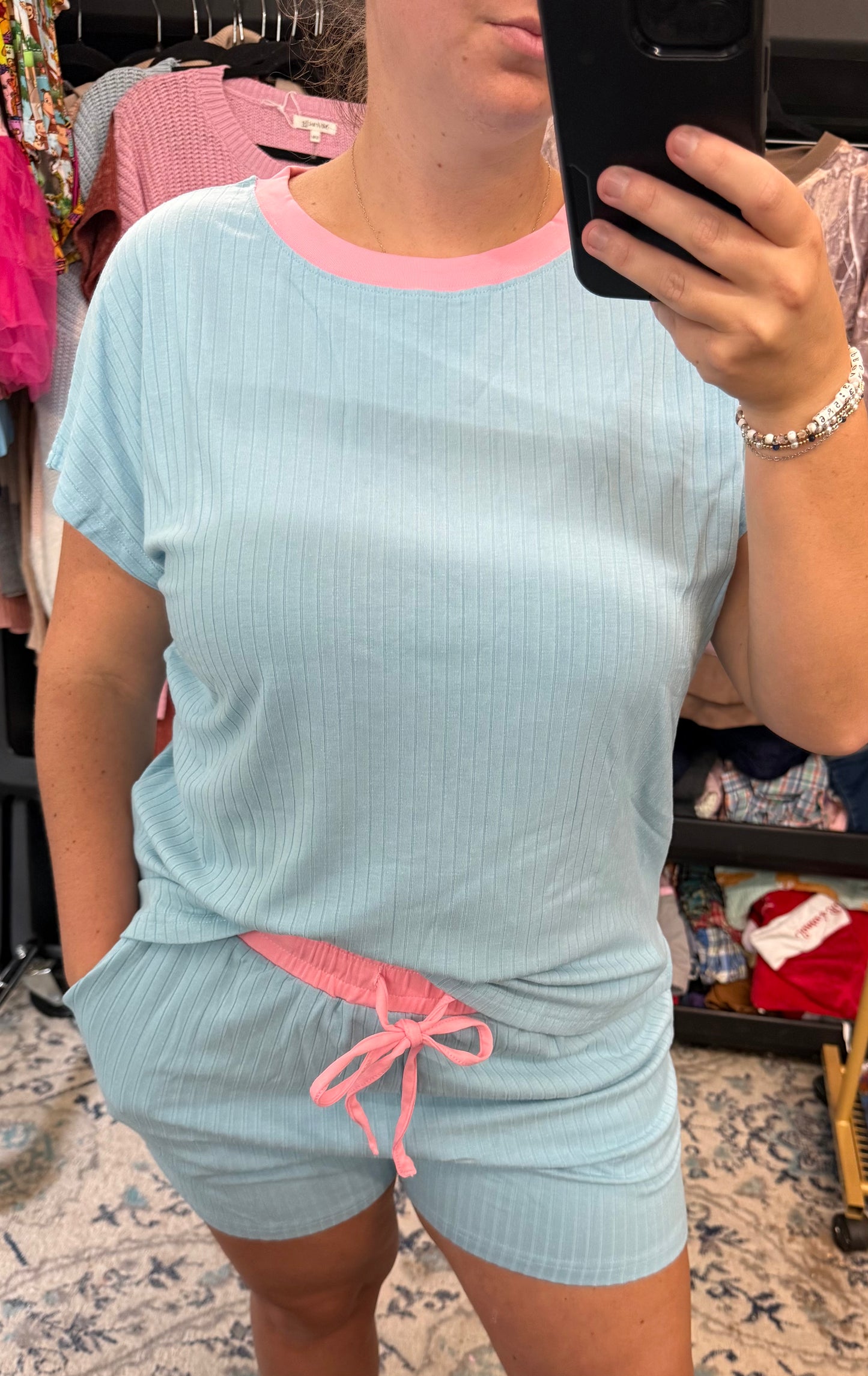Cotton Candy Skies Ribbed Shorts Set