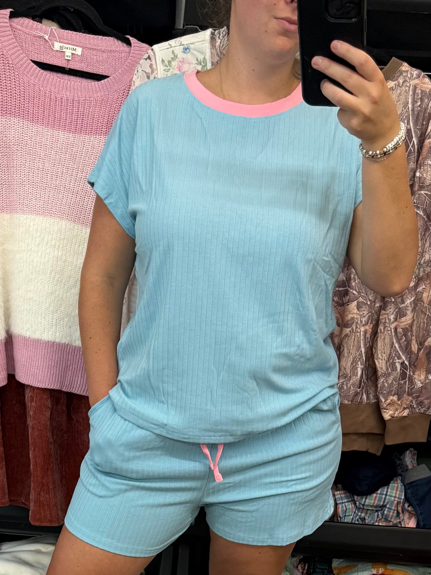 Cotton Candy Skies Ribbed Shorts Set