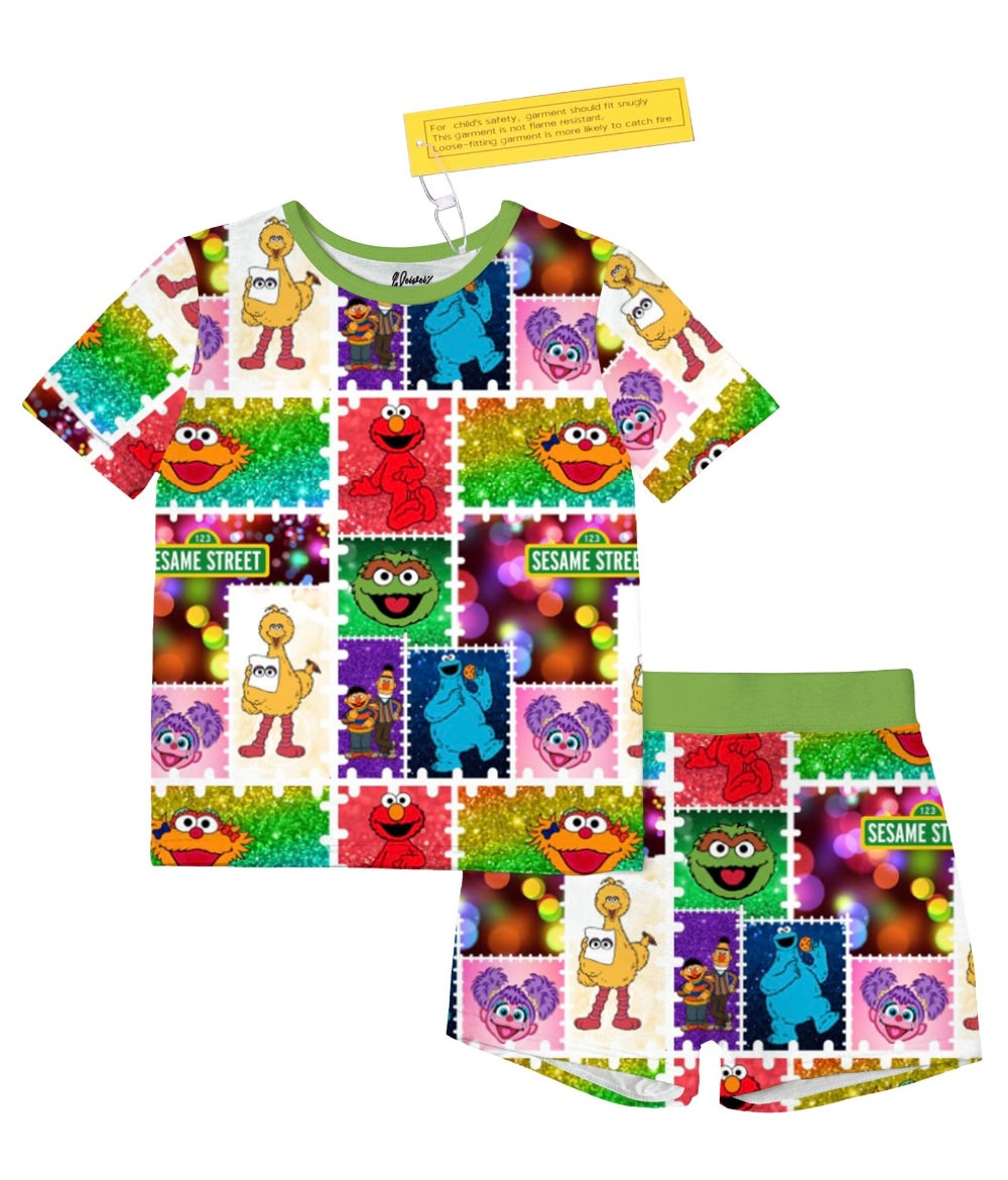 Elmo & Friends Patchwork 2 Piece Shorts Set