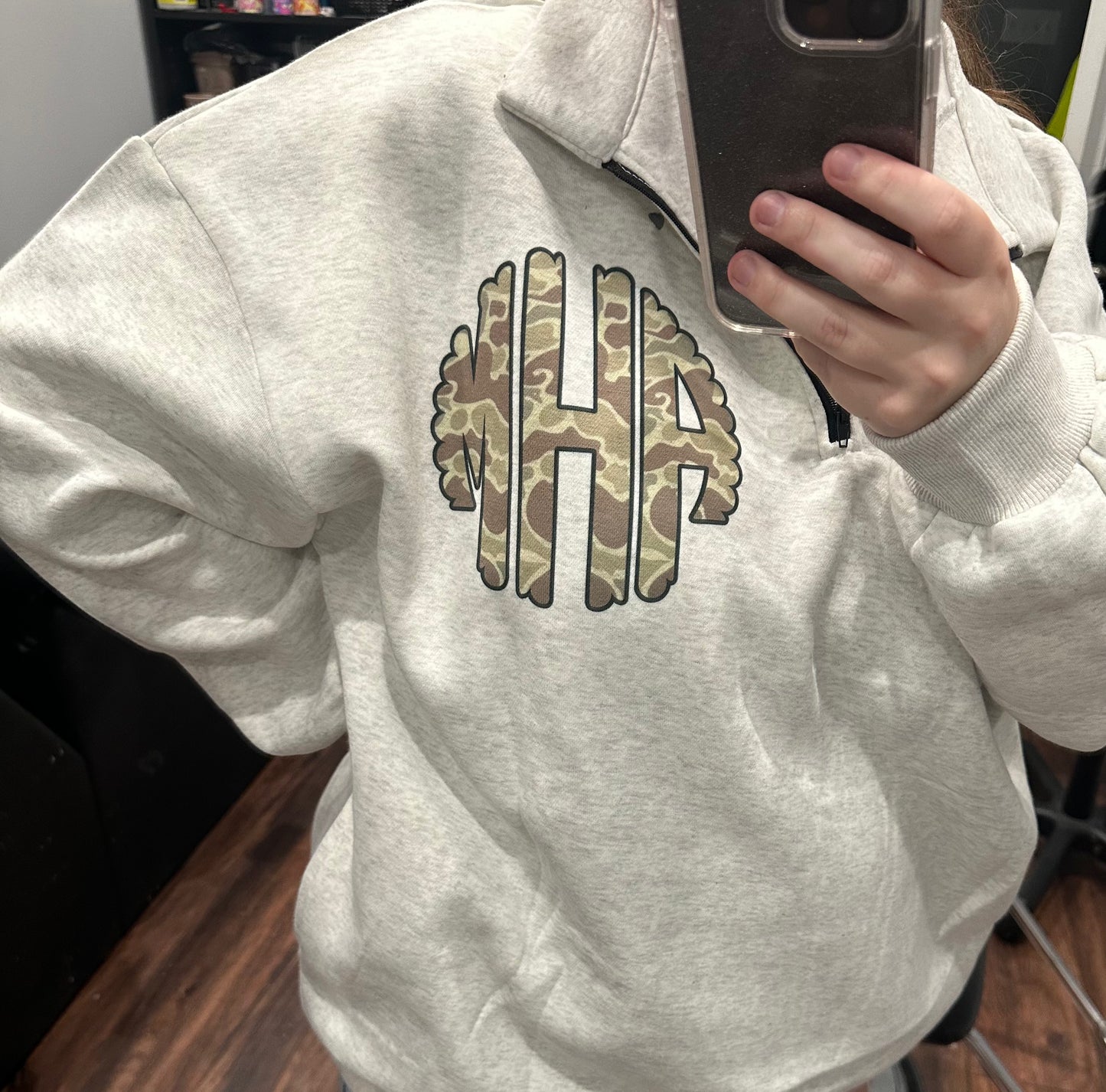 Custom Camo Monogram Quarter Zip