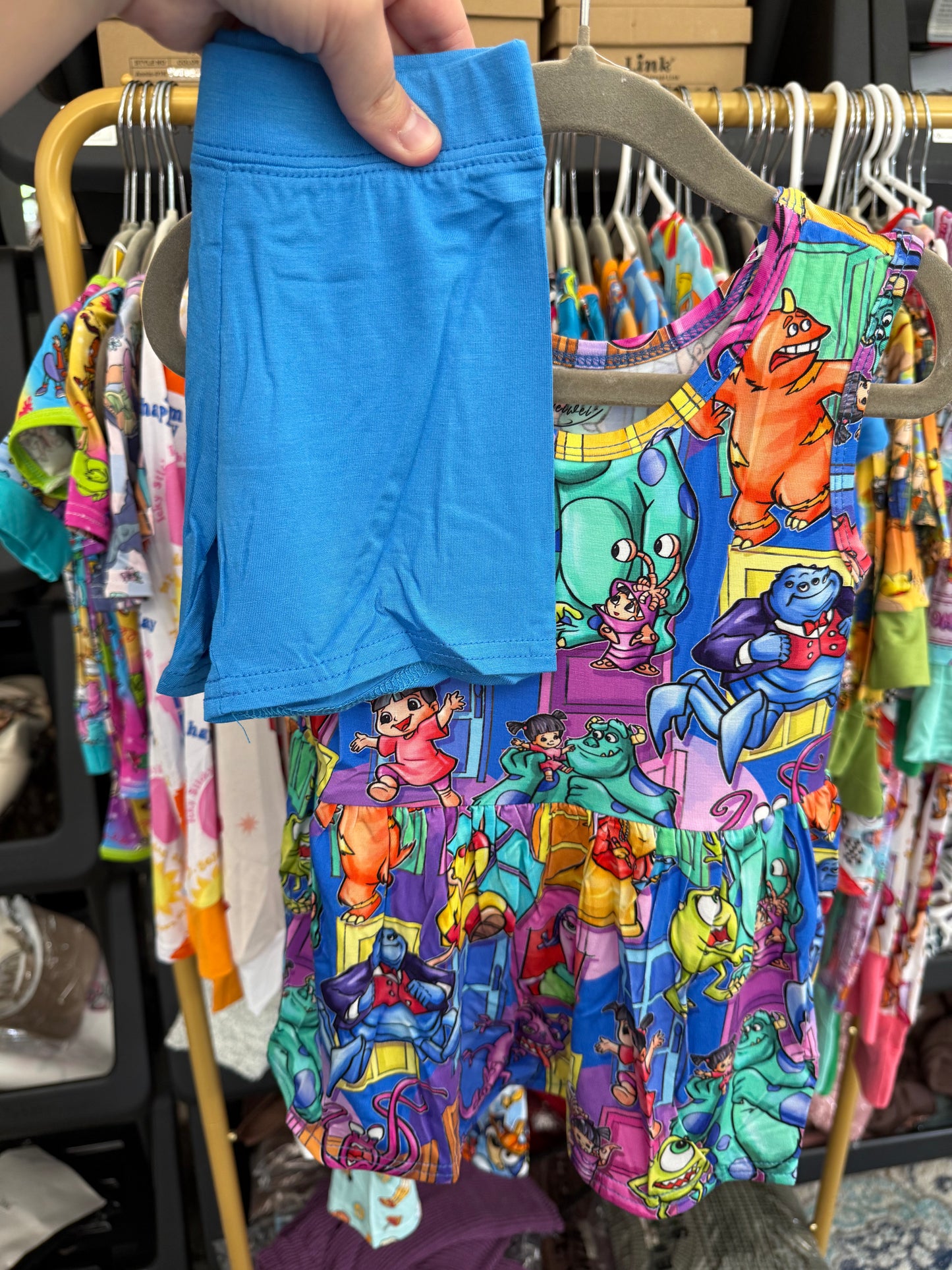 Monsters Inc Biker Shorts Day Wear Set