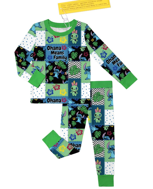 Stitch Patchwork 2 Piece Long Sleeve & Pants Set