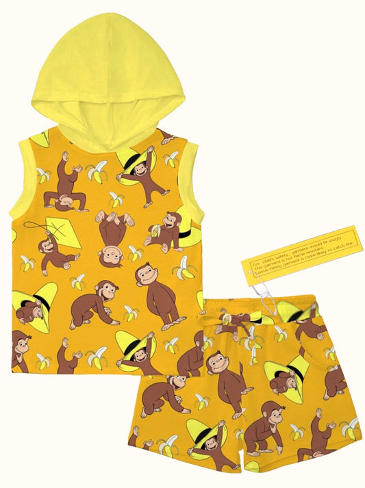 Curious George Bamboo Daywear 2 Piece Hooded Tank & Shorts Set