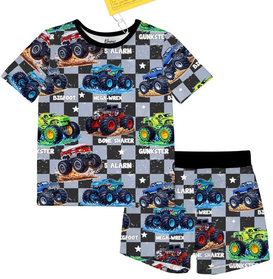 Monster Jam Bamboo 2 Piece Short Sleeve & Shorts Set