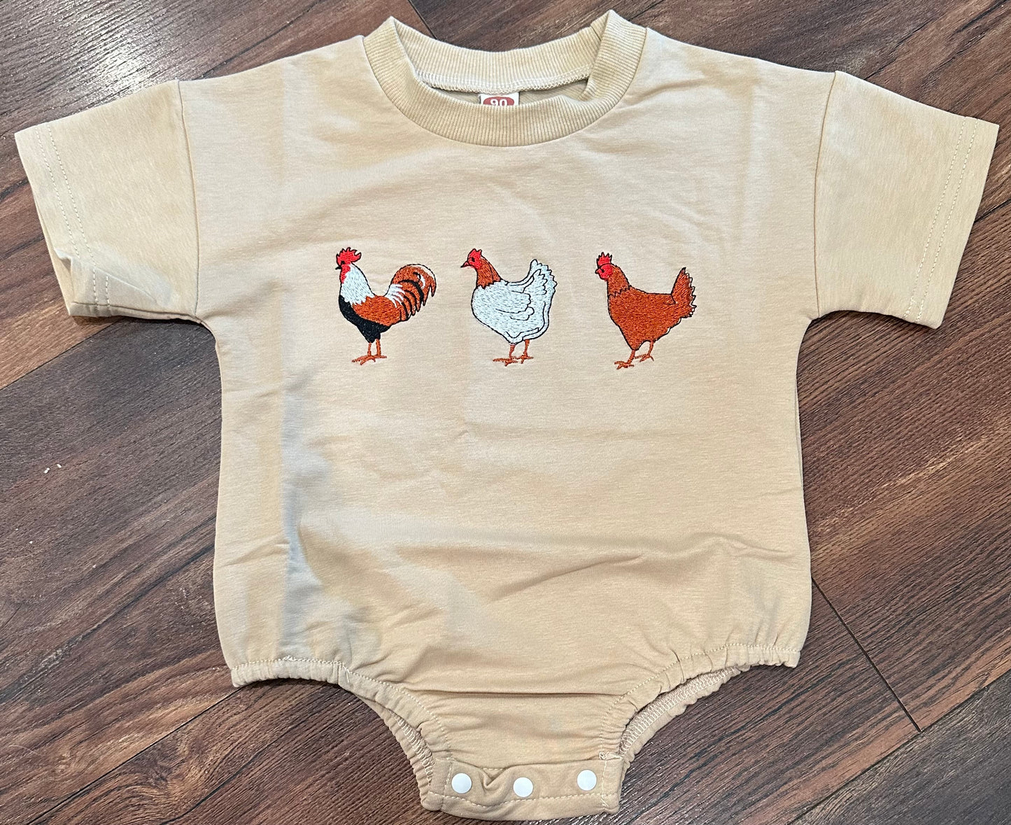 Chicken Embroidered Bubble Romper