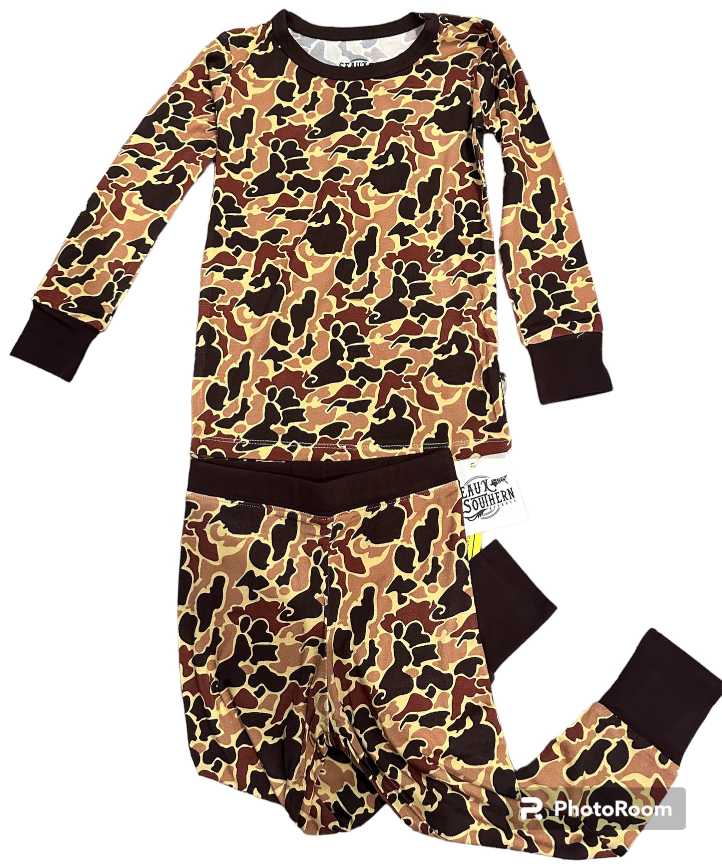 Brown/Tan Old School Camo Bamboo PJs