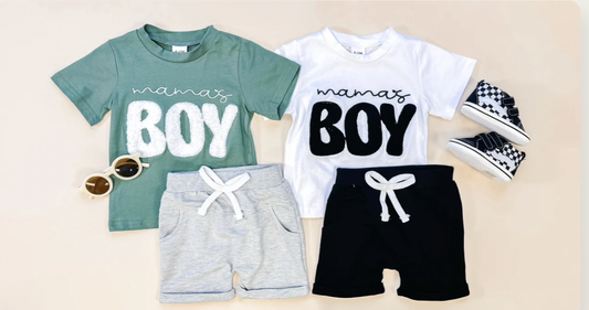 Mama's Boy Embroidered 2 Piece Set