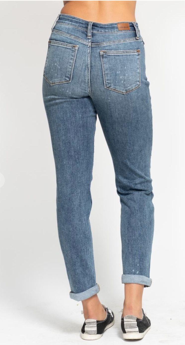 Judy Blue Bleach Splash Boyfriend Jeans