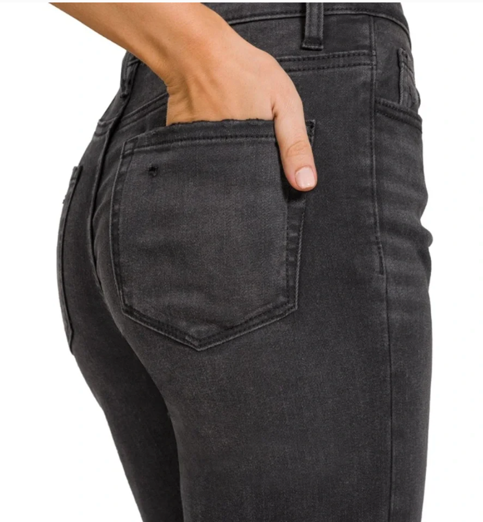 The Brooklyn Black Distressed Cropped Fit Jeans