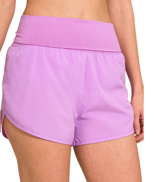 Zenana High Waisted Fold-Over Running Shorts - 4 Colors