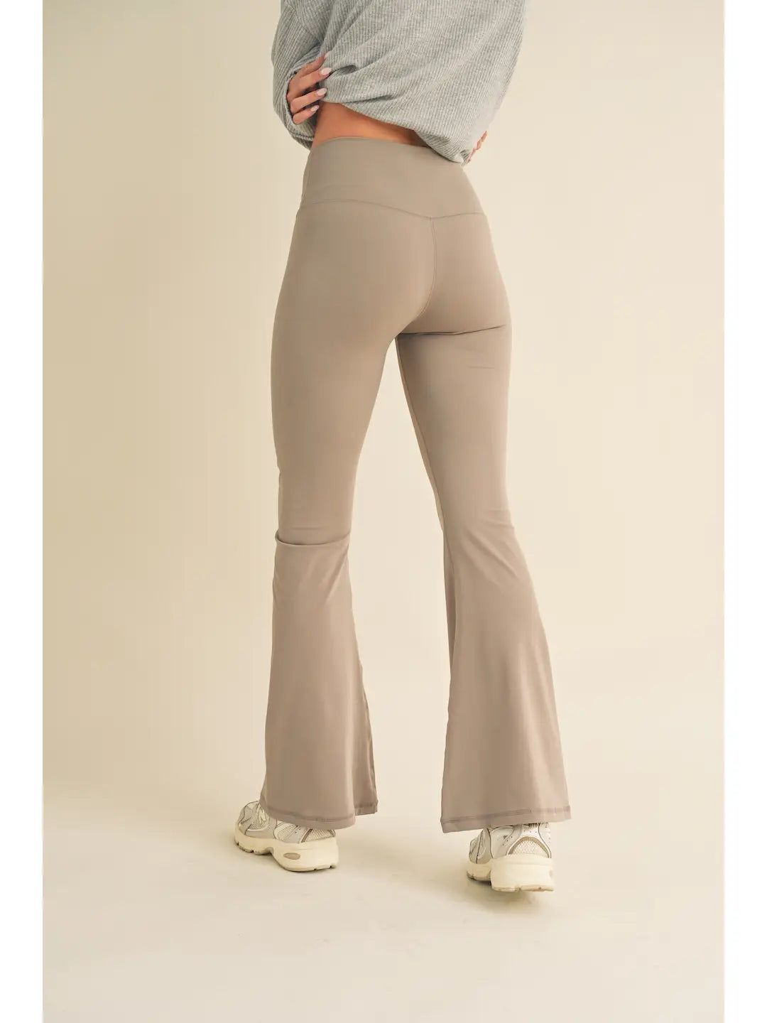 Taupe High Waist Crossover Flare Legging