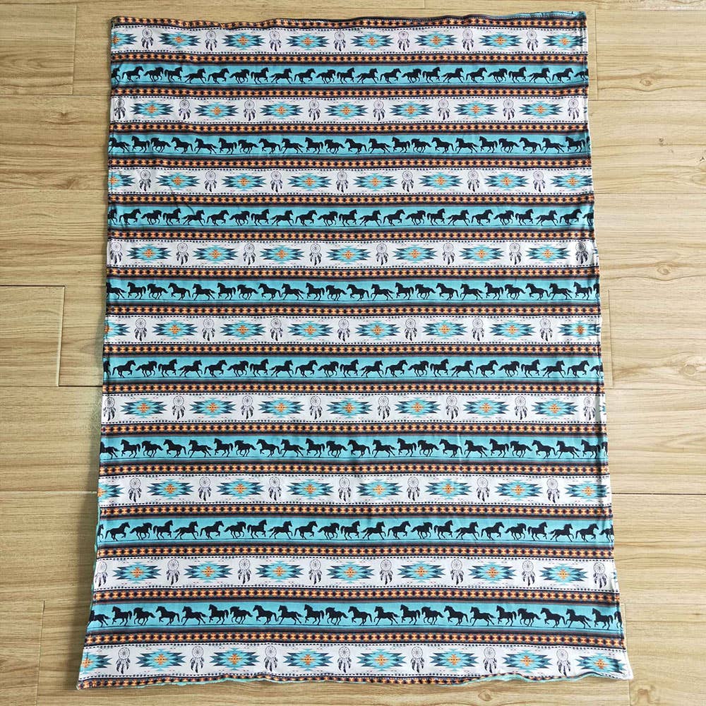 Western Teal Minky Blanket