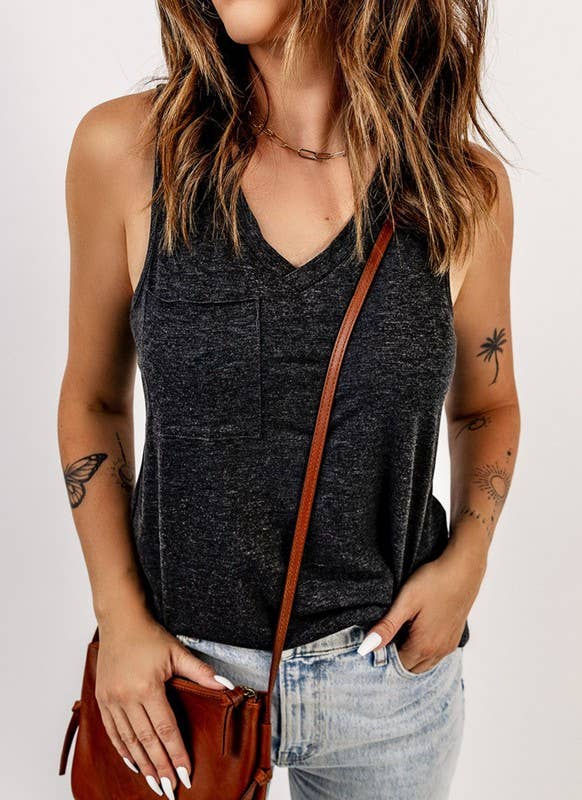 Heather V-Neck Tank Multiple Colors