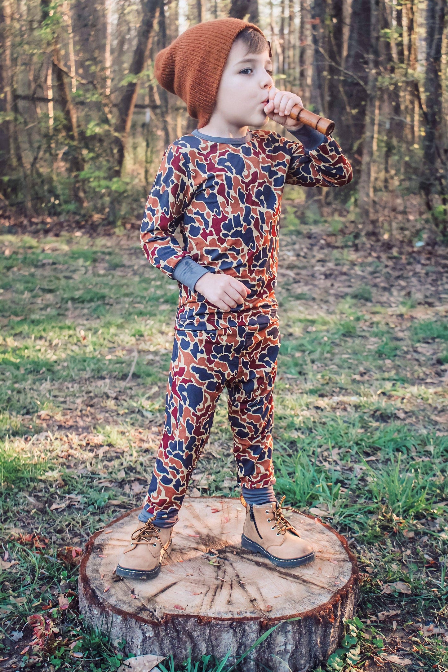 Brown/Tan Old School Camo Bamboo PJs