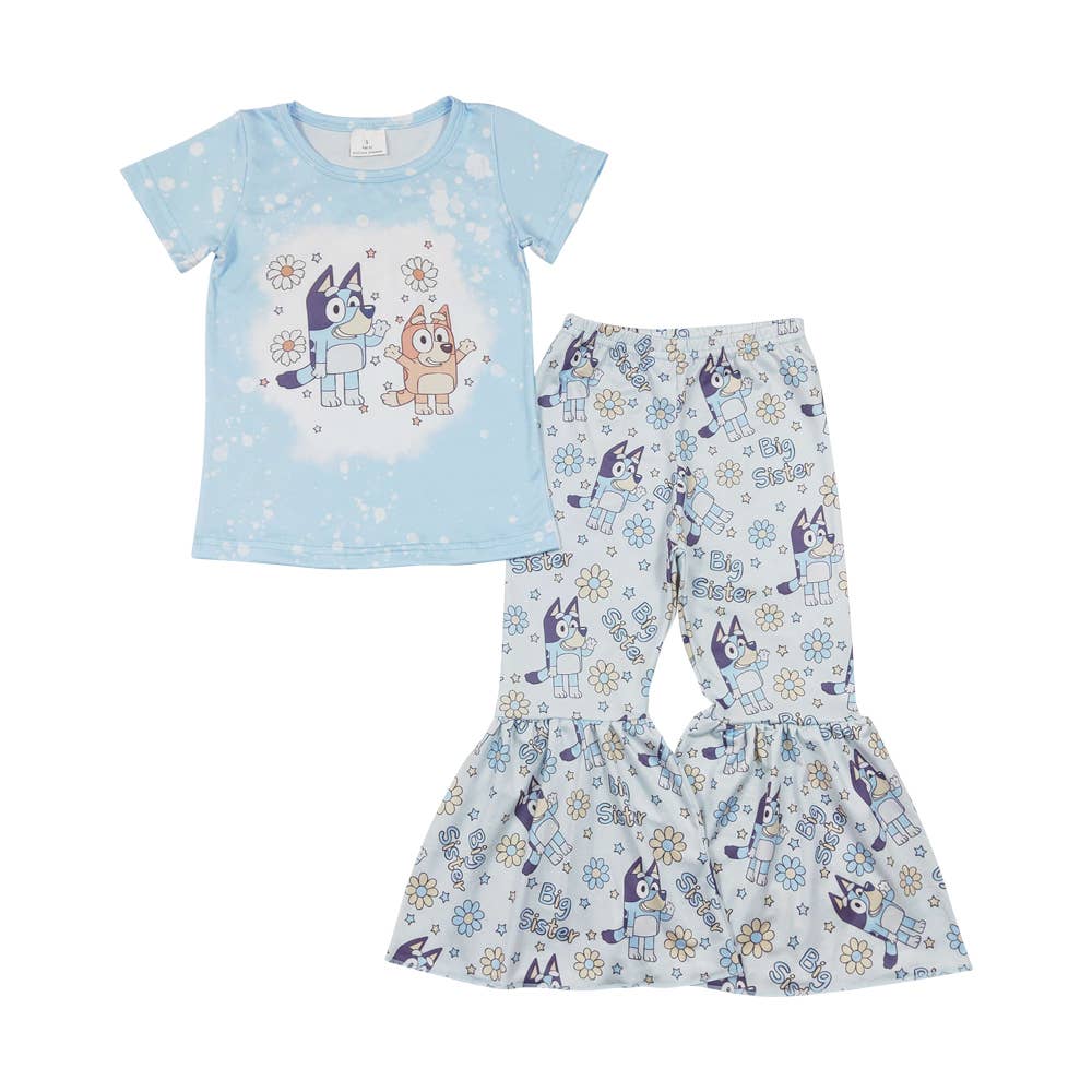 Big Sister Blue Dog Bell Bottom Set