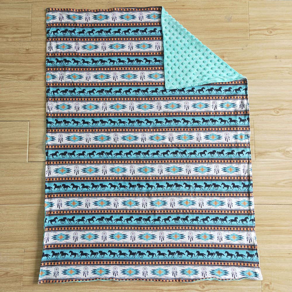 Western Teal Minky Blanket