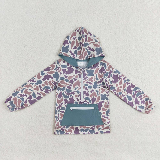 Green Camo Hooded Pullover