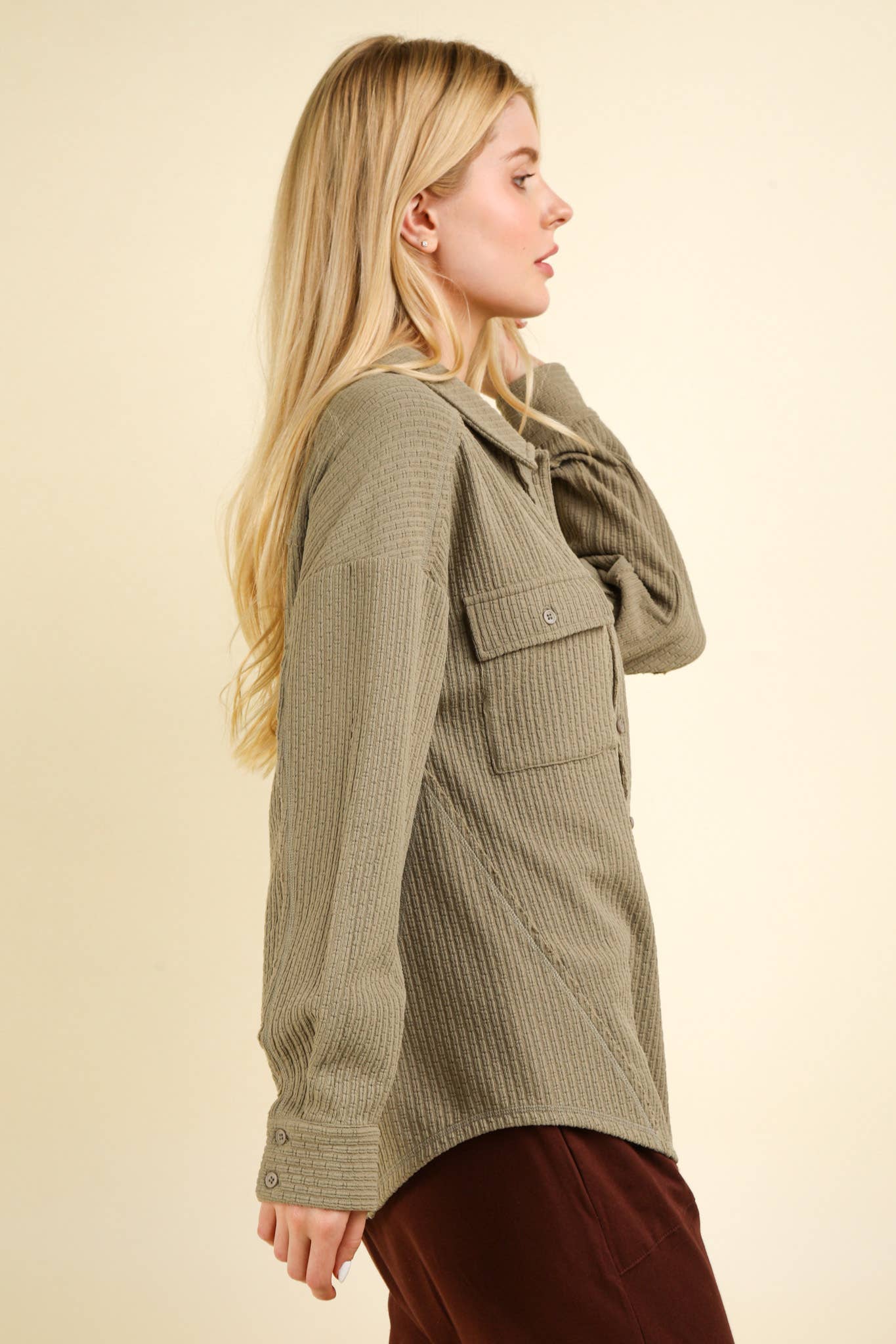 Oversized Casual Textured Knit Cozy Shacket Jacket