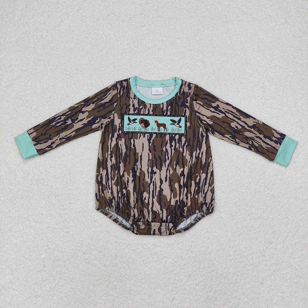 Bottomland Ducks Deers Long Sleeve Romper