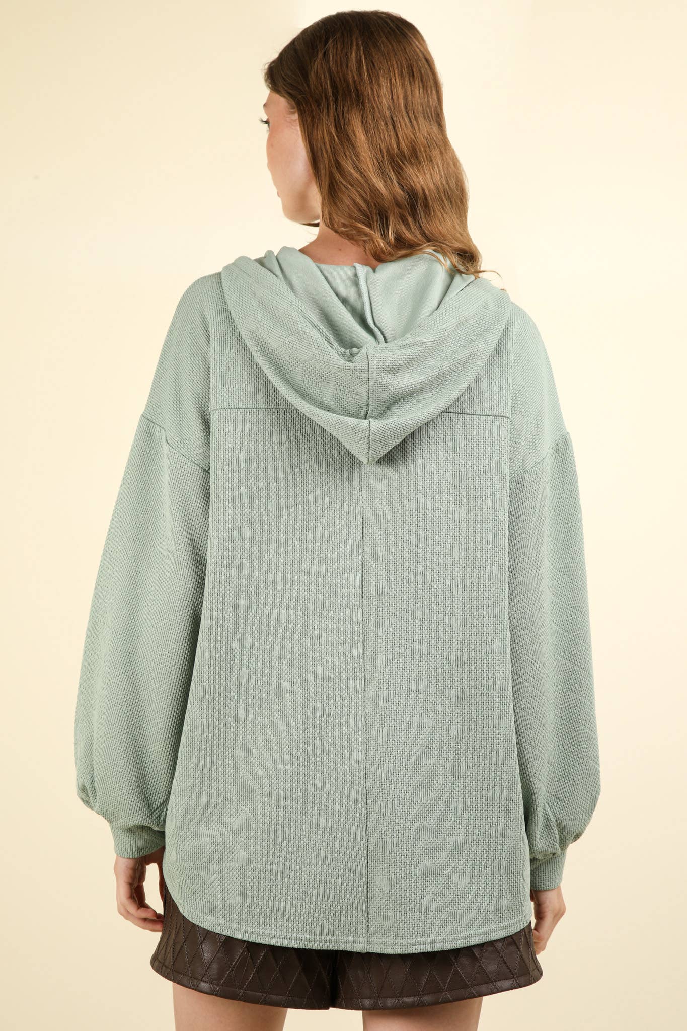 Oversized Hoodie Knit Top W/ Patch Pockets