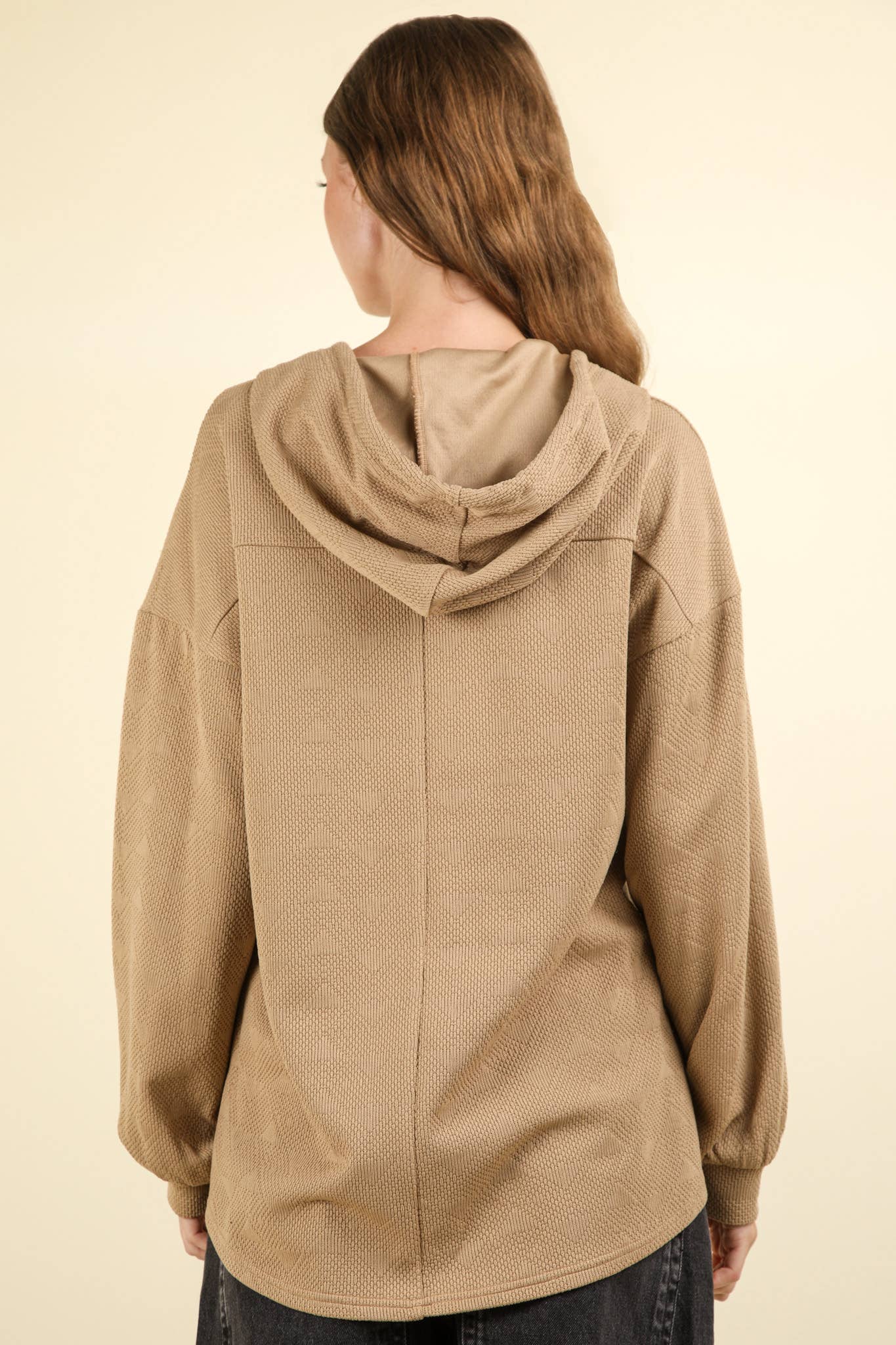 Oversized Hoodie Knit Top W/ Patch Pockets