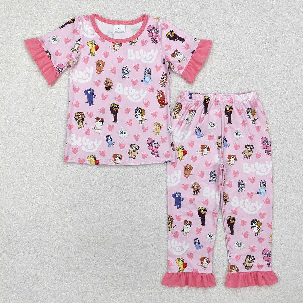 Ruffled "Blue Dog & Friends" PJ Set