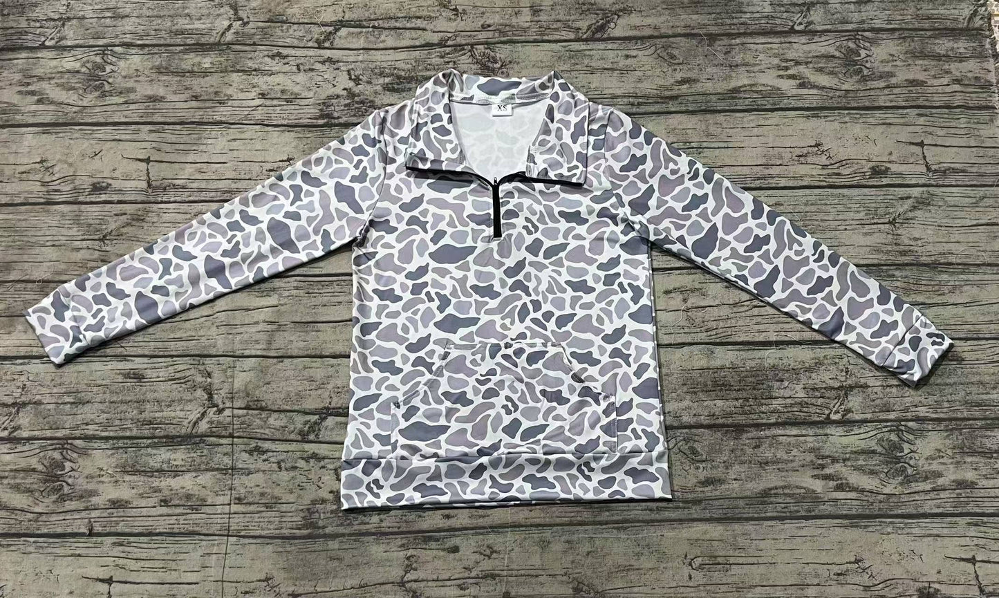 Adult Gray Camo Pullover