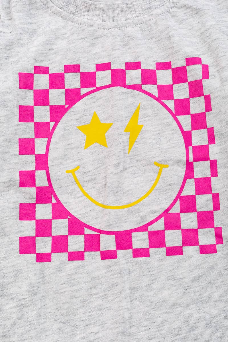 Pink Smiley Gray T-shirt