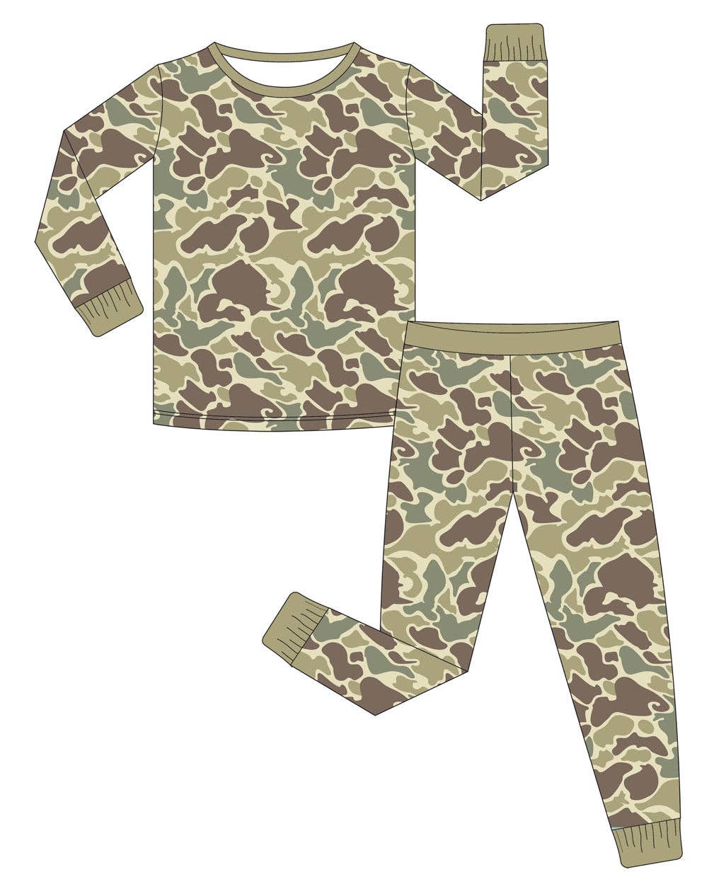 Green Old School Camo Bamboo PJs