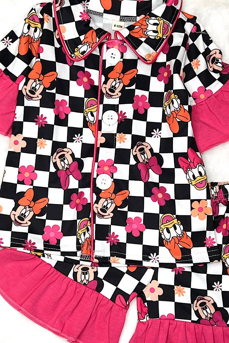 CHARACTER & CHECKER PRINTED PAJAMAS SET