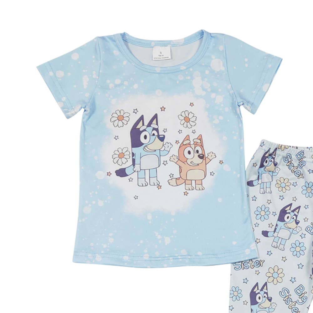 Big Sister Blue Dog Bell Bottom Set