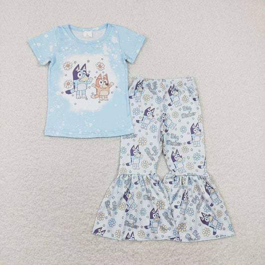 Big Sister Blue Dog Bell Bottom Set