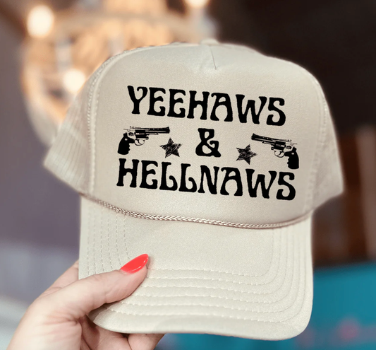 Yeehaw Hellnaw - Foam Trucker Hat Tan