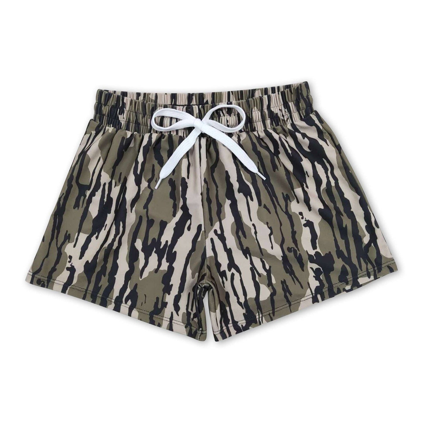 Olive camo kids boy summer swim trunks